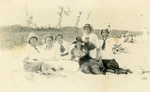 [1915] Group of young women on the beach, c. 1915
