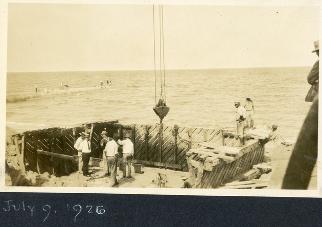 Men working on Boynton Inlet bridge, 1926