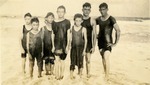 Group of boys and men in bathing suits, c. 1917