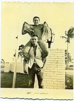 David McBroom with Tommy Haynes perched on his shoulders