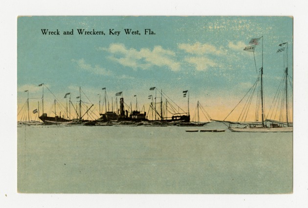 Postcard of Key West titled "Wreck and Wreckers"