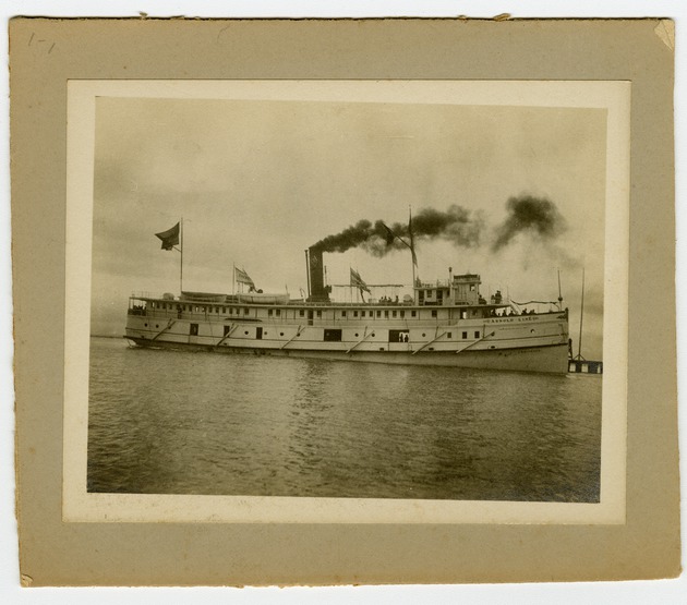 Ship leaving a harbor