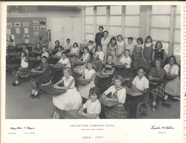 Oakland Park Elementary School Mary Alice C. Hazen fifth grade class, 1957
