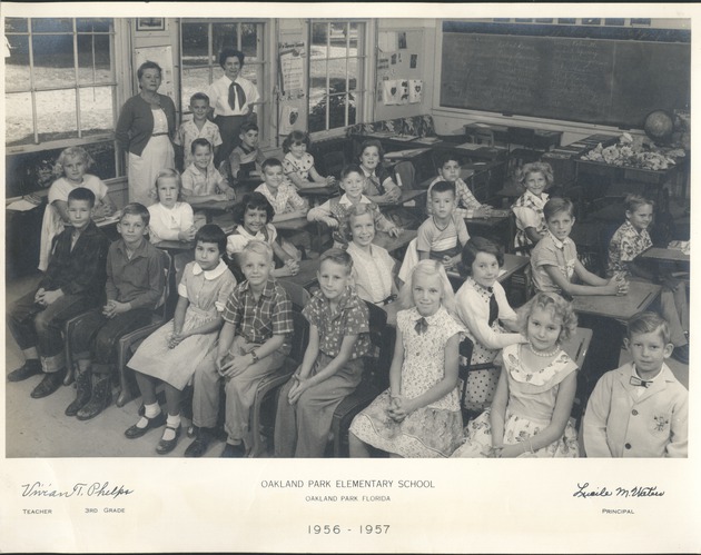 Class photo Oakland Park Elementary School Vivian T. Phelps third grade, 1957