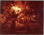 House fire, color photo