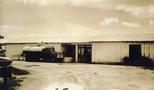 Feed truck outside of Weaver Dairy building, c. 1950s - 