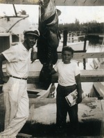 Capt Lundsford and Butch Moser with Black Grouper, 1959