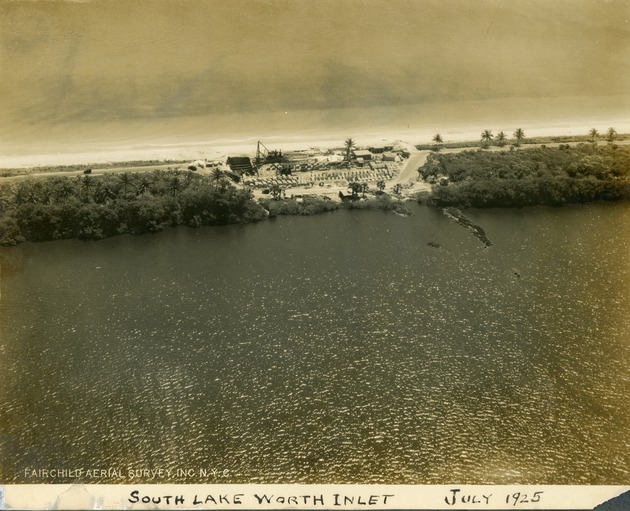 Aerial view of the construction of the Boynton Beach Inlet, July 1925