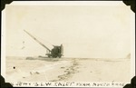 Crane on north jetty constructing Boynton Inlet, 9 September 1925