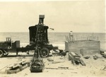 Crane on truck during building of Boynton Inlet, 1925