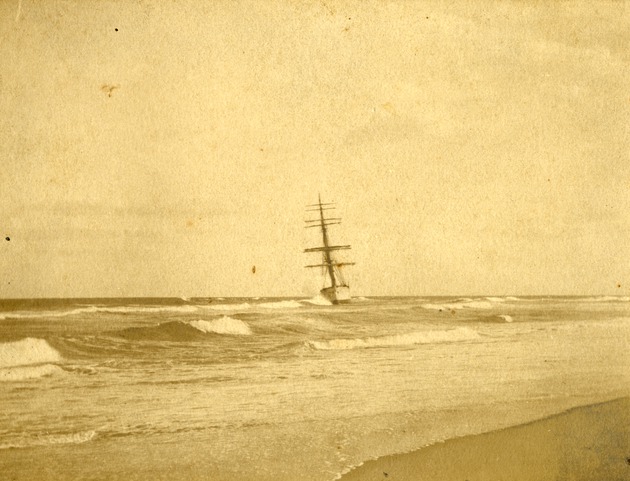 Barque Coquimbo aground near Boynton Beach, Florida, 1909