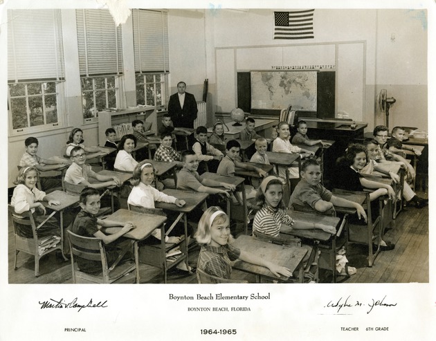Boynton Beach Elementary School sixth grade class, 1964-1965