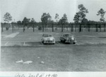 Two cars on the Gulfstream Polo field, 1940