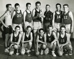 Sports team holding trophy, c. 1960