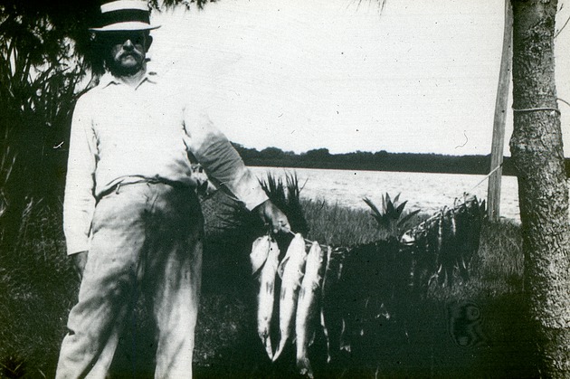 William Hall with a catch of fish, c. 1940