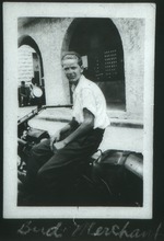 [1950/1959] Buddy Merchant on motorcycle, c. 1955