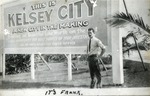 Kelsey City sign with Frank Law Olmsted Jr, c. 1920