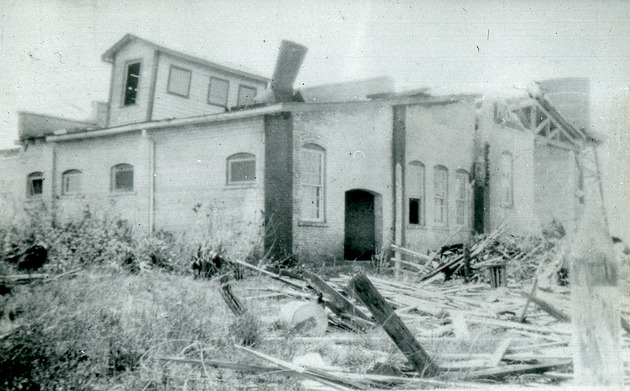 Kelsey City building after the 1928 or 1926 hurricane, c. 1926