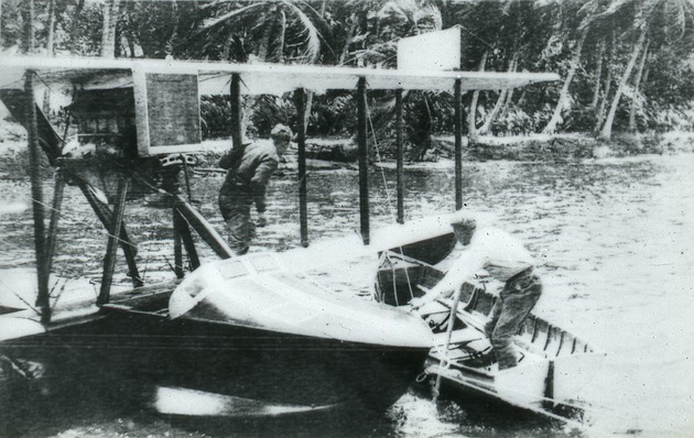 Two men on a seaplane, c. 1925
