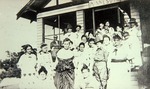 [1913/1917] Group of women outside Minnesota cabin, c. 1915