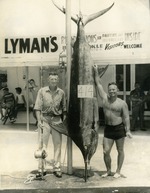 Glenn Murray and Kenny Lyman with record marlin, 1958