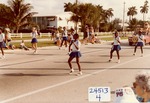 Carver Middle School Eagle-ites marching in the Boynton Beach Florida holiday parade, 1982