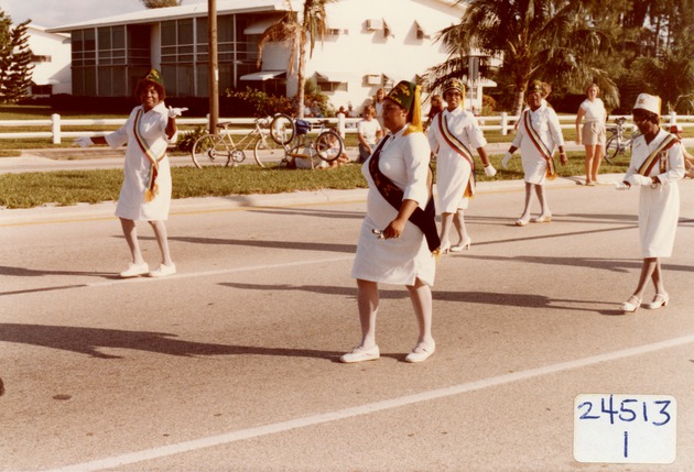 Order of the Eastern Star members marching in the Boynton Beach Florida holiday parade, 1982