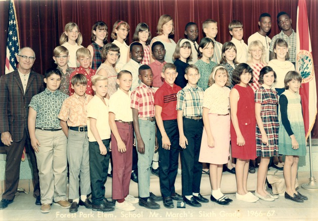 Mr. March's sixth grade class at Forest Park Elementary School, 1967