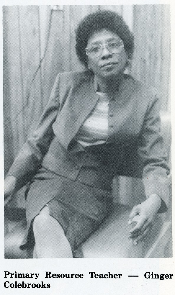 Ginger Colebrooks, primary resource teacher, 1985-1986
