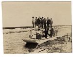 [1913] People Standing and Seated on Small Boat in Canal Near Davie, Fla