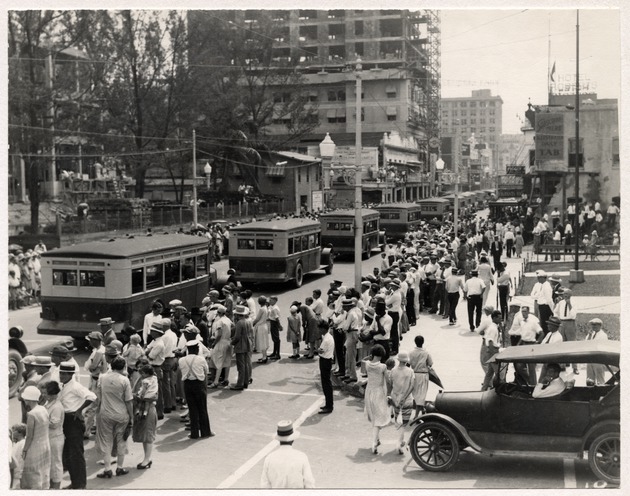 Line of Buses Heading East on Flagler Street