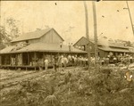 [1900] Packing House with Crew and Small Steam Locomotive