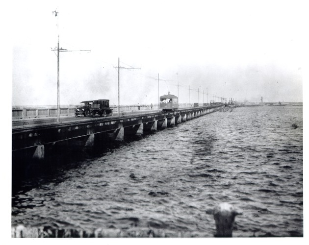 Streetcar and Autos on County Causeway