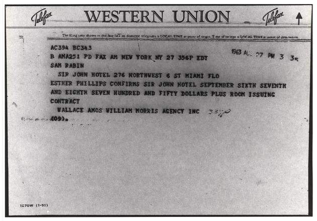 Western Union Telegram Relating to the Sir John Hotel (Miami, Fla.)
