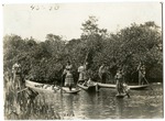 Seminoles Poling Four Canoes