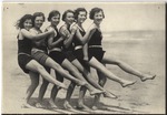 Six Young Women Line Kicking on the Beach (Miami Beach, Fla.)