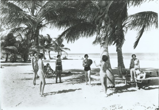 Women Playing with a Beach Ball on the Clinton Hotel Beach (Miami Beach, Fla.)