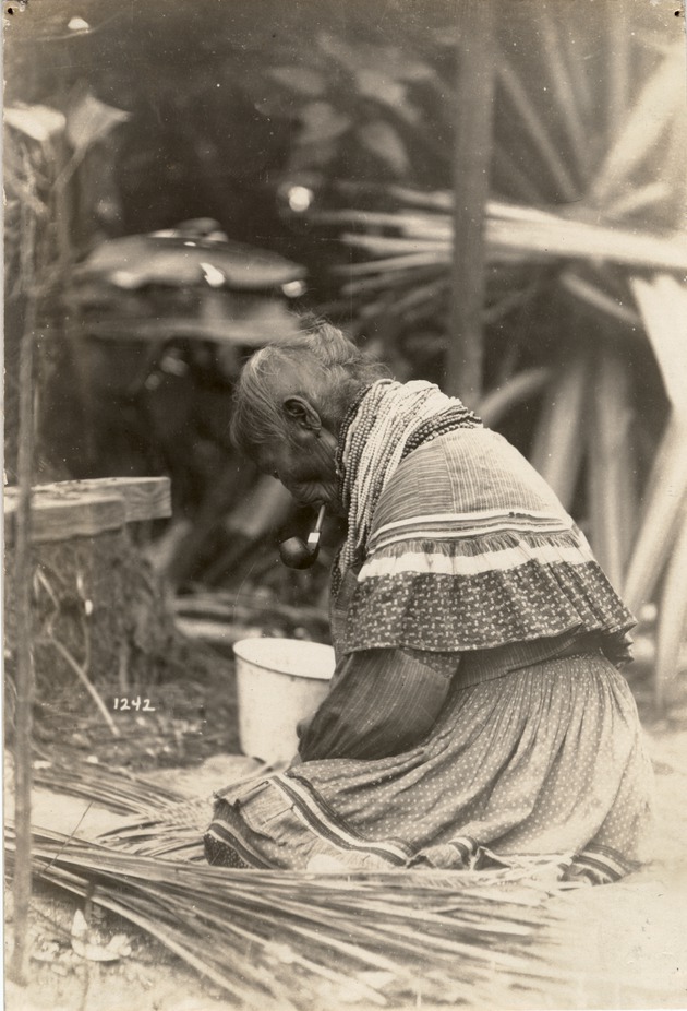 Seminole Woman Weaving with Plant Fibers