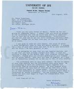 [1976-08-25] Correspondence with I.A. Akinjogbin