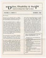 Dykes, Disability, and Stuff Vol. 1 Issue #1 Summer 1988