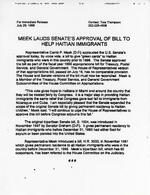 [1998-07-29] Meek Lauds Senate's Approval of Bill to Help Haitian Immigrants