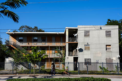 Street View of Closed Down Residential Building on Grand Avenue