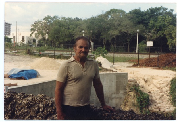 Lewis Vandercar during his work on recreating the façade for the Arch Creek natural bridge