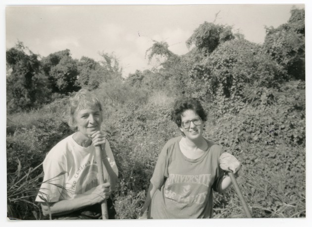 Carol Helene and Susan Weiss at 1991 Arch Creek Park Work Day
