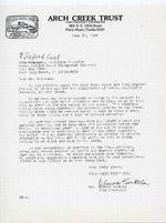 [1990-06-20] Letter from Elmore Kerkela, Vice President Arch Creek Trust, to Tilford Creel, Executive Director South Florida Water Management District, June 20, 1990