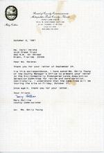 Letter from Mary Collins, County commissioner, to Carol Helene, Arch Creek Trust, Miami, Fla., October 3, 1991
