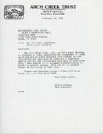 Letter from Elmore Kerkela, Vice President Arch Creek Trust, to Ron Bell, Supervisor of Metropolitan Dade County Parks & Recreation Dept., February 11, 1992