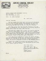 [1988-12-27] Letter from Elmore Kerkela, Vice President Arch Creek Trust, to Cathy Copeland, South Florida Water Management District, December 27, 1988