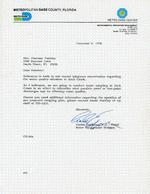 Letter from Carlos Espinosa, Dade Water Management Division, to Mrs. Maureen Harwitz, Miami, Florida, December 8, 1979