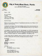 [1994-03-01] Letter from Mayor Jeffrey Mishcon, North Miami Beach, to Carol Helen, President Arch Creek Trust, March 1, 1994